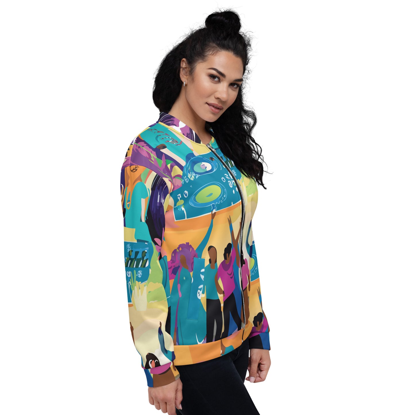 Unisex Cotton Blend Bomber Jacket, Sweatshirt, All-over print, Party Time