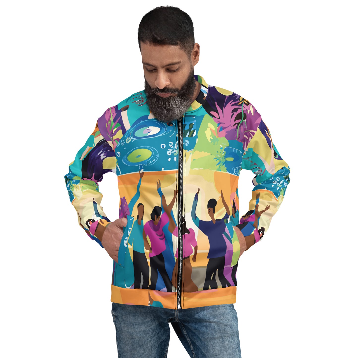 Unisex Cotton Blend Bomber Jacket, Sweatshirt, All-over print, Party Time