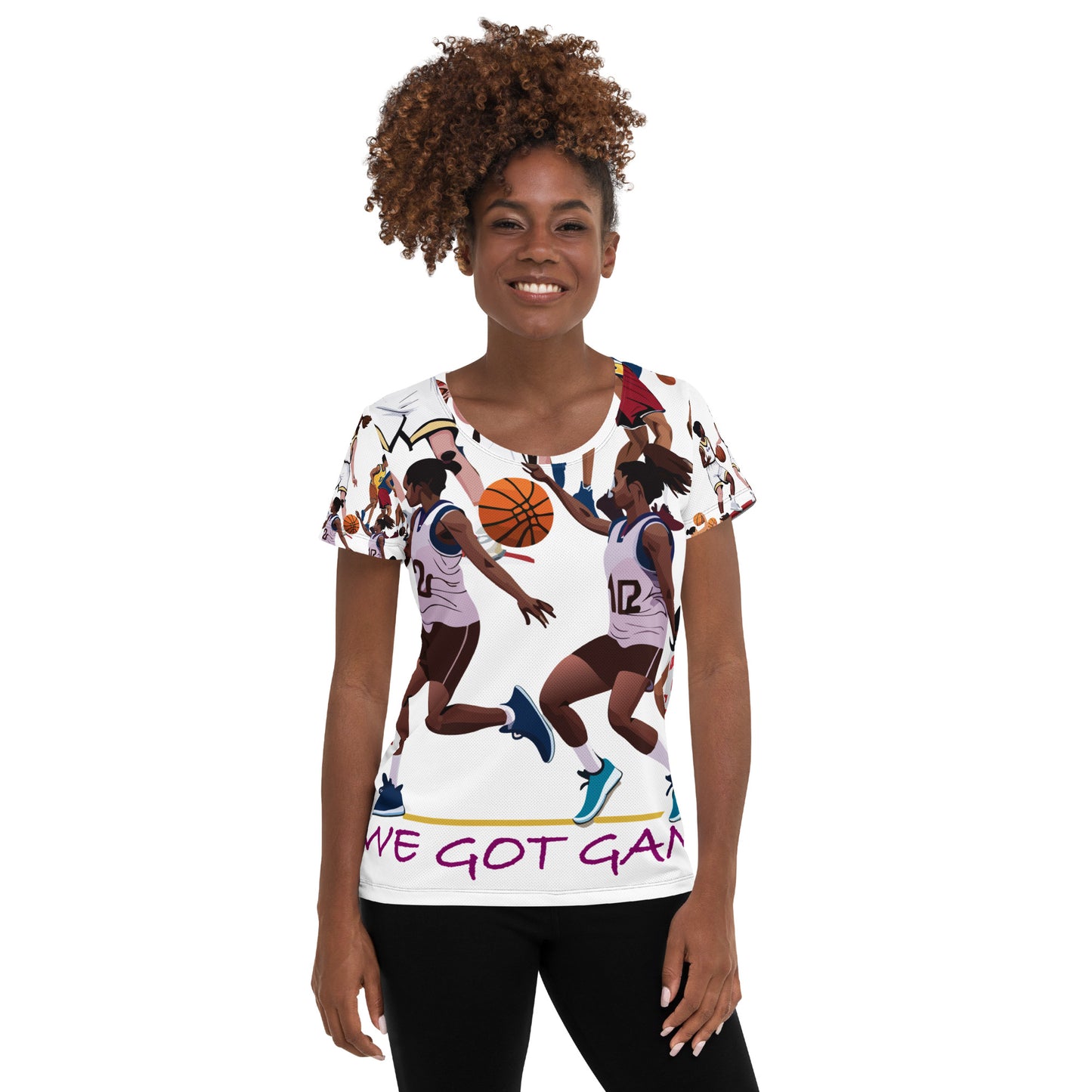 We Got Game Basketball Graphic All-Over Print Women's Athletic T-shirt