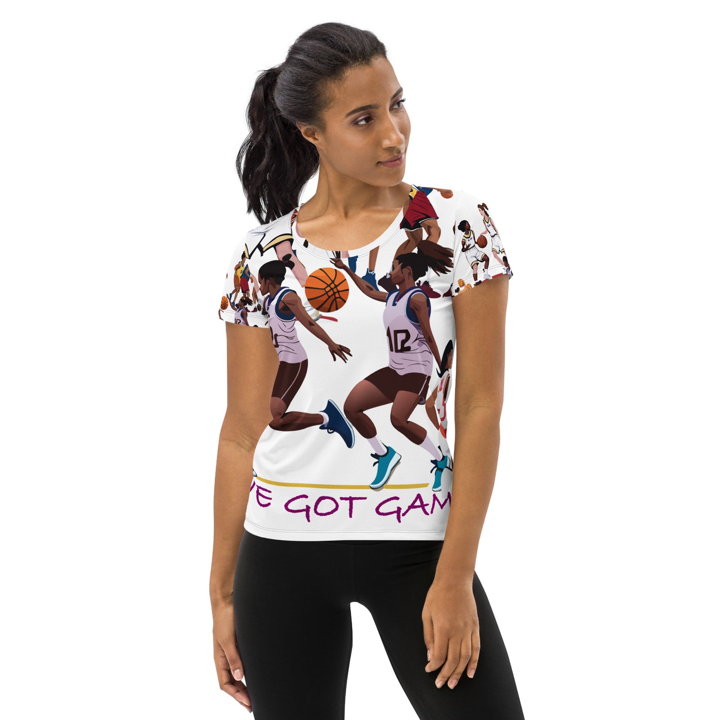 We Got Game Basketball Graphic All-Over Print Women's Athletic T-shirt