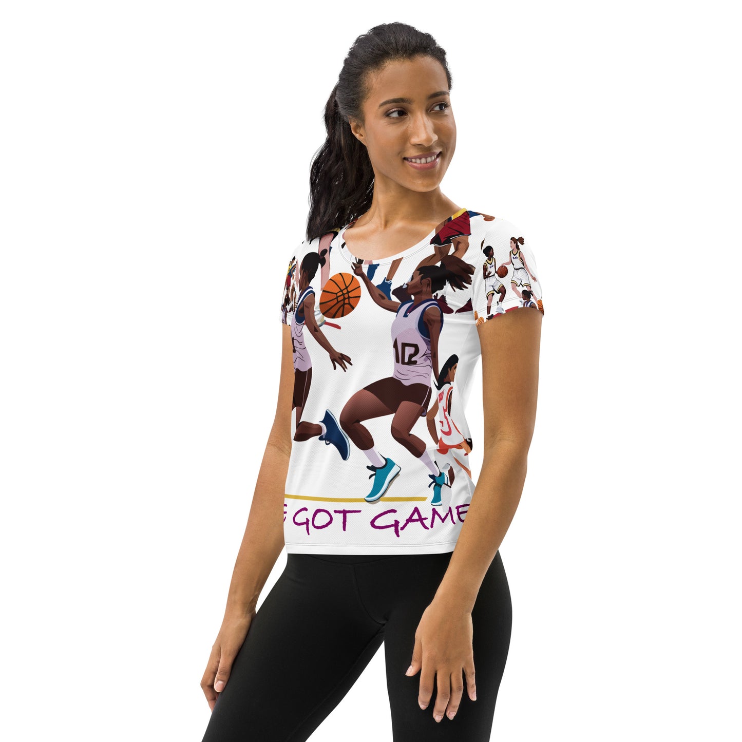 We Got Game Basketball Graphic All-Over Print Women's Athletic T-shirt