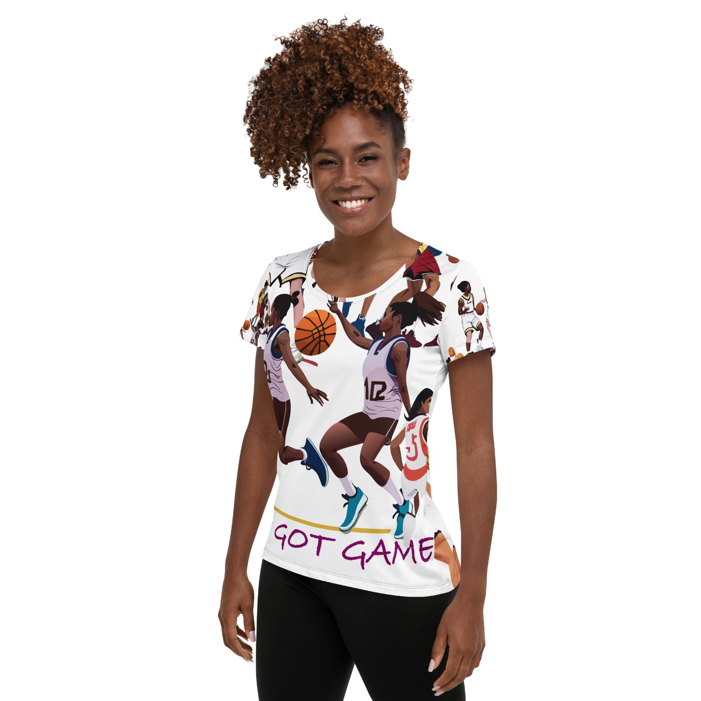 We Got Game Basketball Graphic All-Over Print Women's Athletic T-shirt