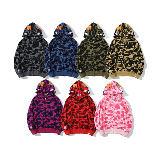 Bape Bathing Ape Original Edition Shark Camo Zip Up Hoodie - Bantu’s Motif