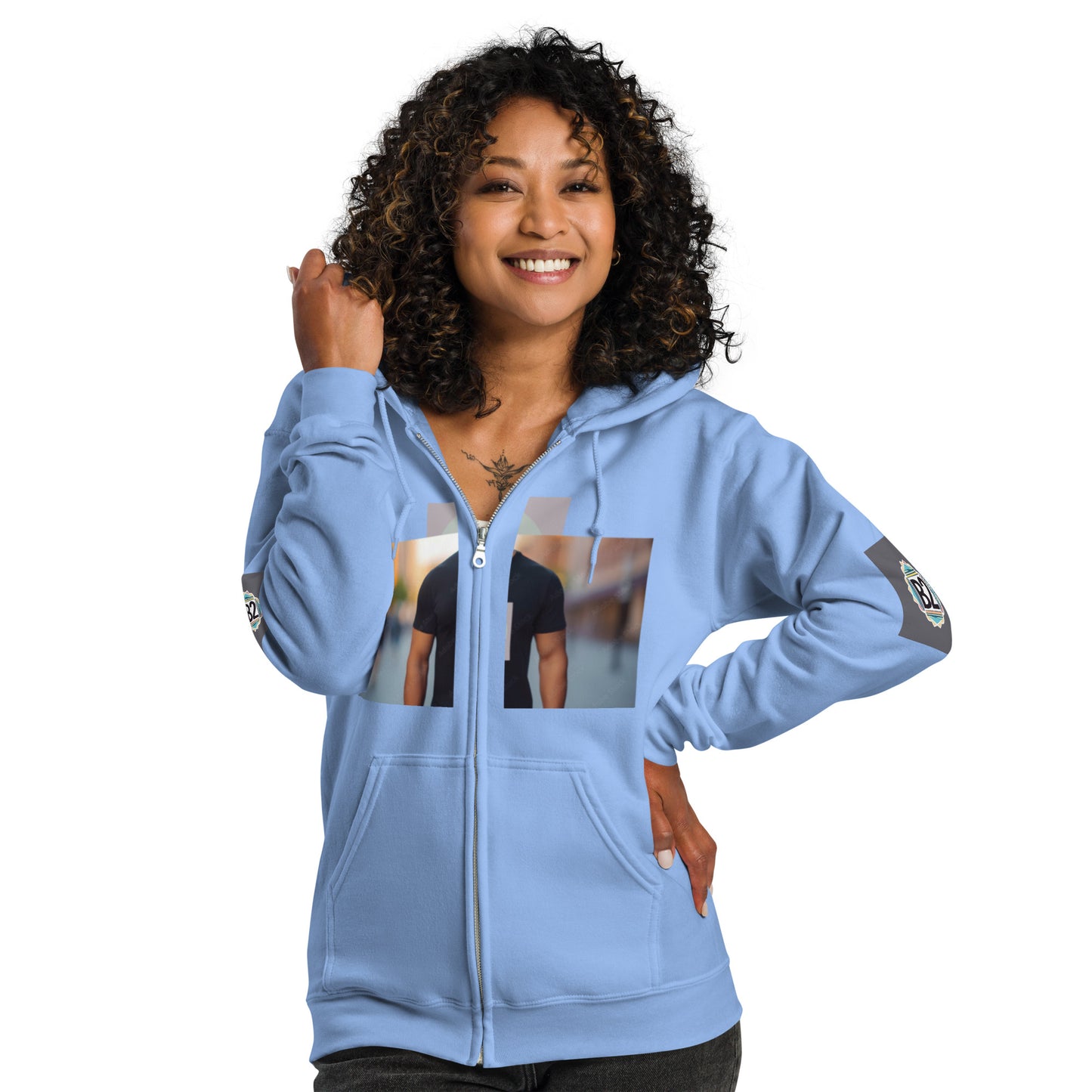 Cotton Blend Unisex Zip Hoodie, Graphic B2 Brand Jacket for Men and Women