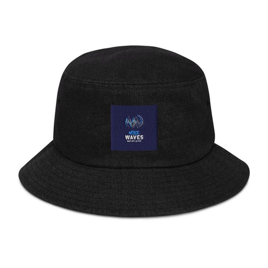 Denim bucket hat - Embroidered "Noiz wave" - Bantu’s Motif